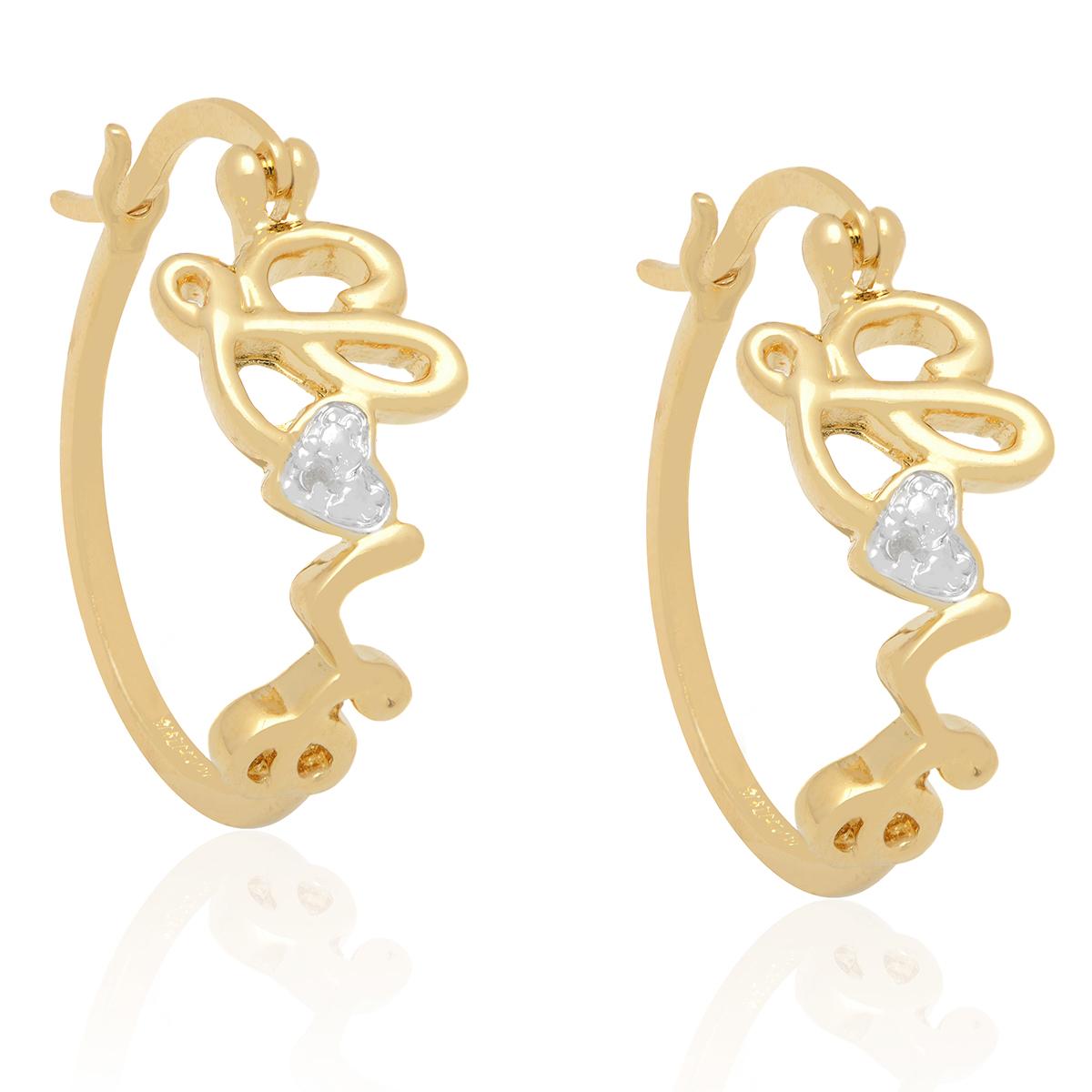 Gianni Argento Gold over Silver Diamond Accent Love Hoop...