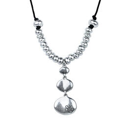 Bella Uno Silver-Tone Beaded Knotted Cord Y-Necklace
