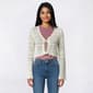 Juniors Pink Rose Long Sleeve Pointelle Tie Front Cardigan - image 1