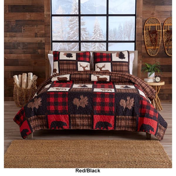 FreshFolds 3pc. Lodge Patchwork Bedspread Quilt Set