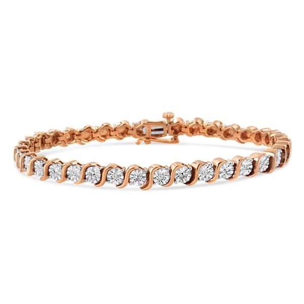 Haus of Brilliance 14kt. Rose Gold Plated Tennis Bracelet - image 