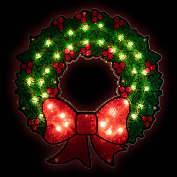Northlight 15in. Holographic Christmas Wreath Window Silhouette