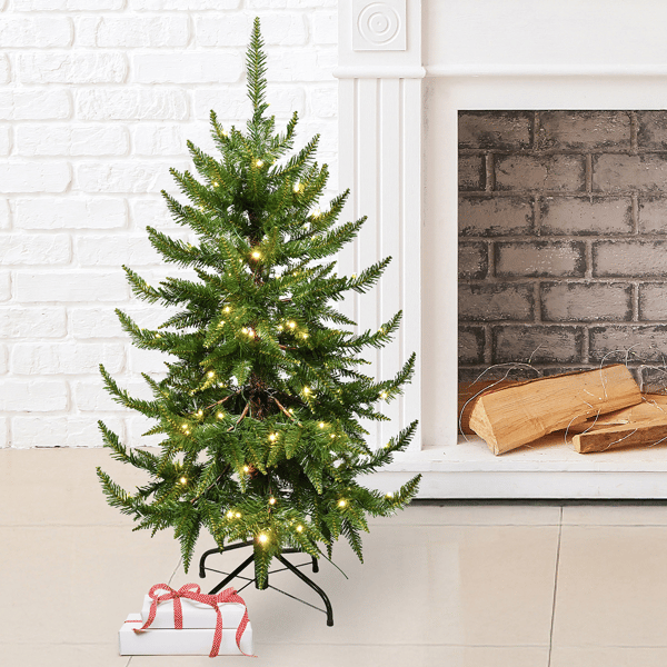 Santa''s Workshop 4ft. Pre-Lit LED Lights Green PVC Tree