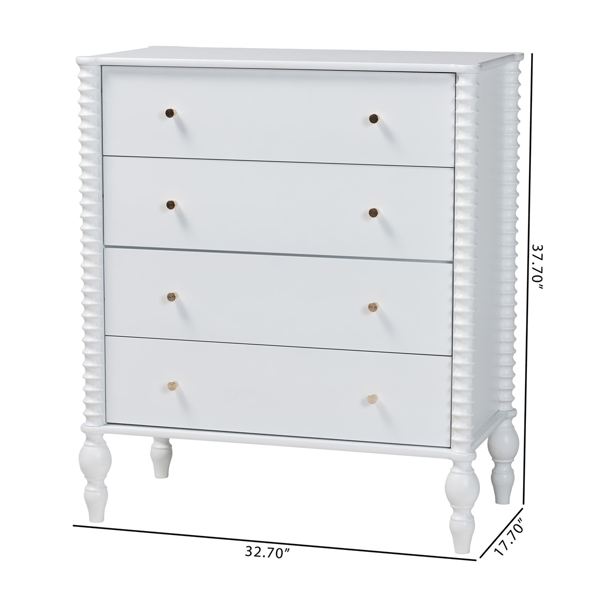 Baxton Studio Callison Spindle 4-Drawer Vertical Chest