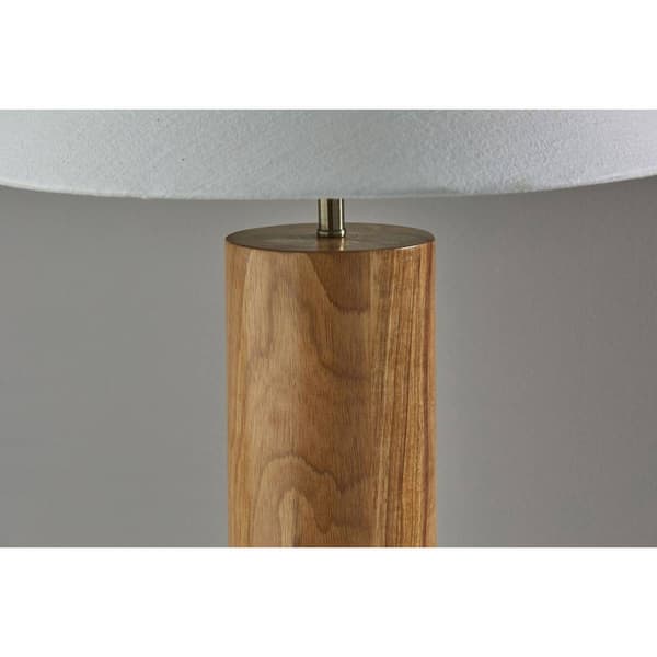 9th & Pike&#174; 26in. White Shade Natural Wood Cylinder Table Lamp