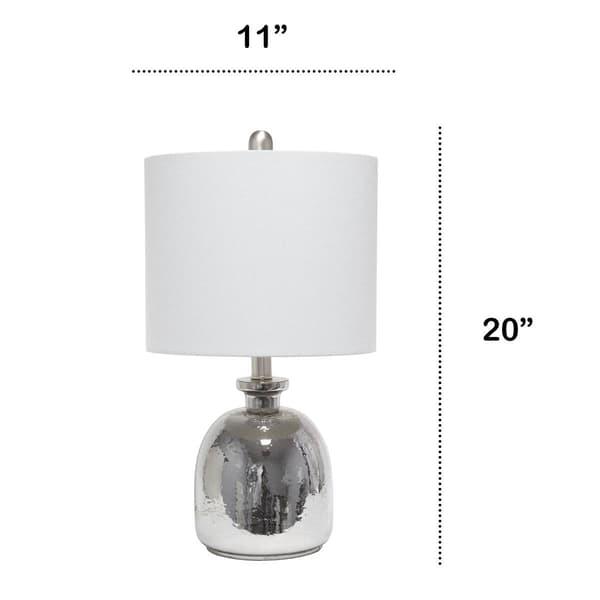 Lalia Home Metallic Grey Hammer Linen Shade Glass Jar Table Lamp