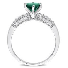 Gemstone Classics&#8482; 10kt. White Gold Lab Created Emerald Ring