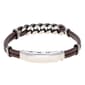 Mens Lynx Stainless Steel & Brown Leather Bracelet - image 2