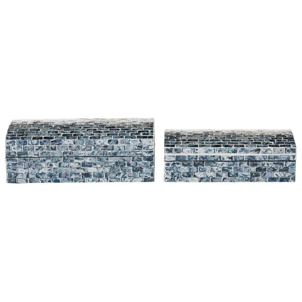 9th &amp; Pike(R) Shell Mosaic Patterned Wood Boxes - Set of 2