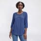 Womens Figueroa & Flower 3/4 Sleeve Solid Lace Yoke Blouse - image 1