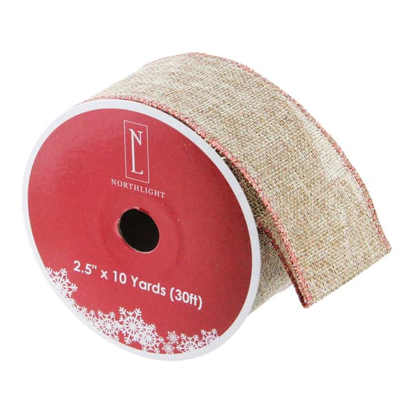 Northlight Beige & Red Solid Trim Wired Craft Christmas Ribbon