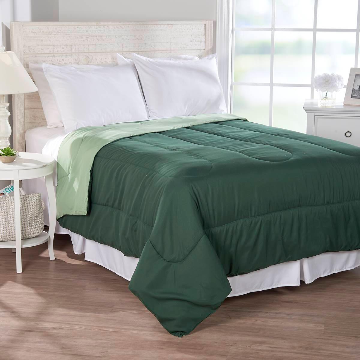 Ashley Cooper™ Solid Reversible Comforter-Dark/Light Green