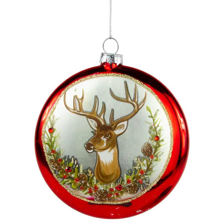 Northlight Seasonal 4in. Reindeer Glass Disc Christmas Ornament