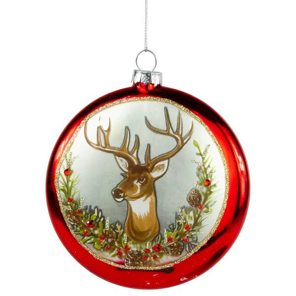 Northlight Seasonal 4in. Reindeer Glass Disc Christmas Ornament - image 