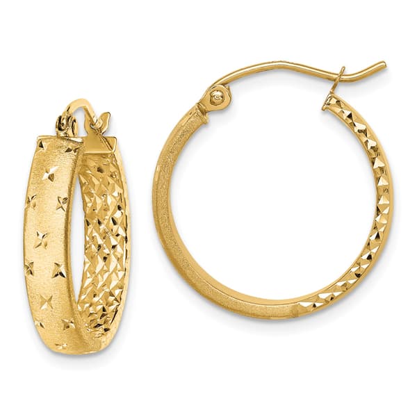 Gold Classics&#40;tm&#41; 14kt. Diamond Cut In/Out Hoop Earrings - image 