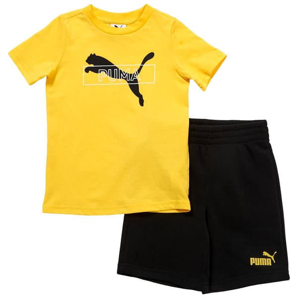 Boys (4-7) Puma 2Pc Jersey Tee & Knit Shorts Set - Sunny Yellow - image 