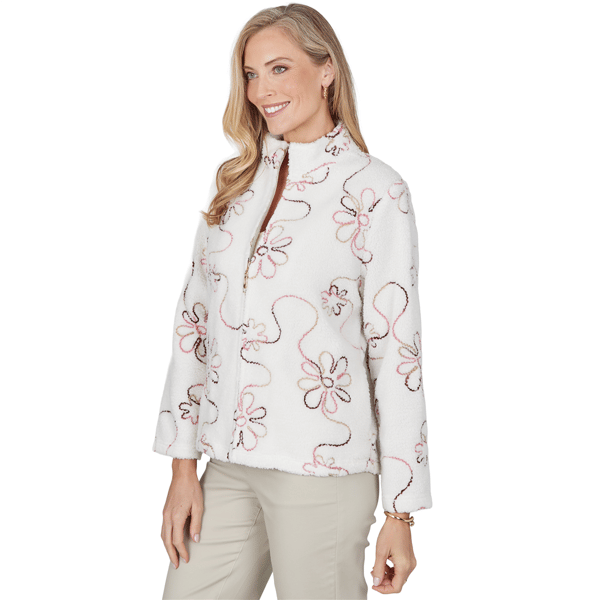 Petite Alfred Dunner Sunset Ridge Floral Sherpa Jacket