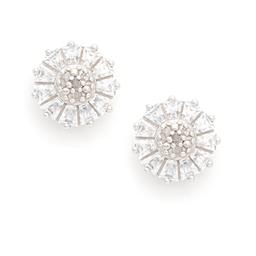 Gianni Argento White Diamond Cubic Zirconia Round Earrings