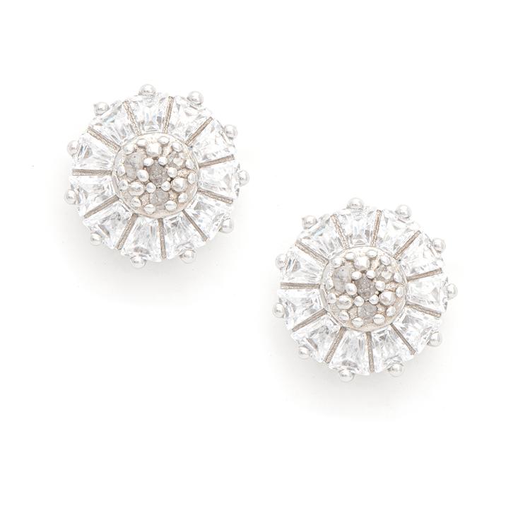 Gianni Argento White Diamond Cubic Zirconia Round Earrings