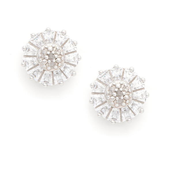 Gianni Argento White Diamond Cubic Zirconia Round Earrings - image 