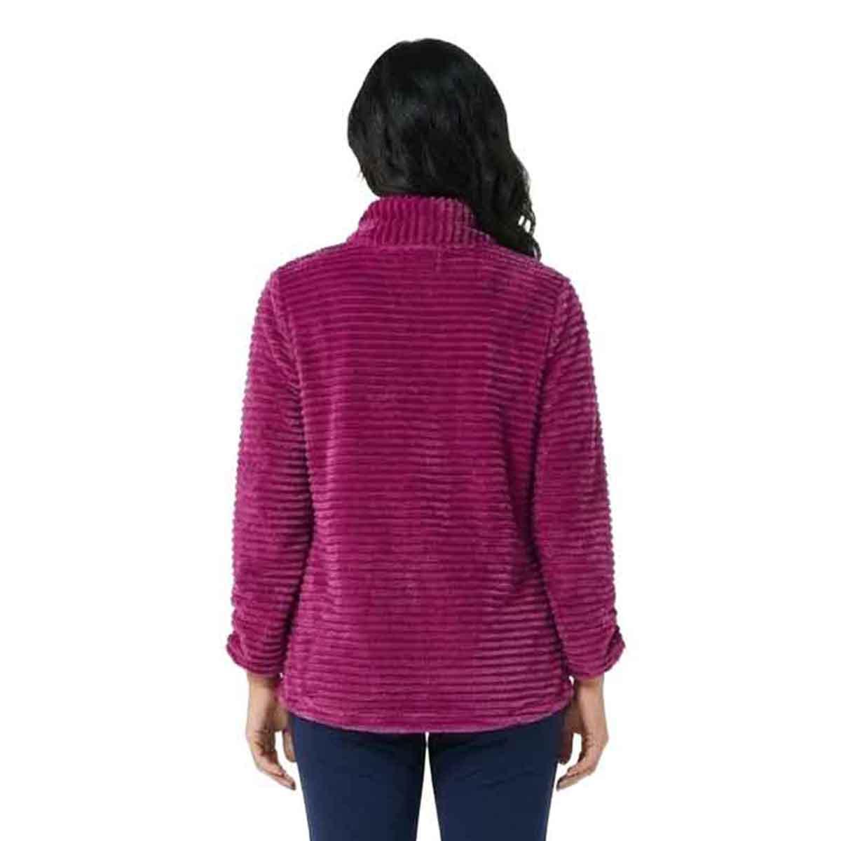 Petite Multiples 3/4 Sleeve Button Collar Yarn Dye Sweater