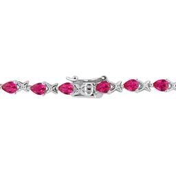 Gemstone Classics™ 5 1/3ctw. Created Ruby X-Link Silver Bracelet