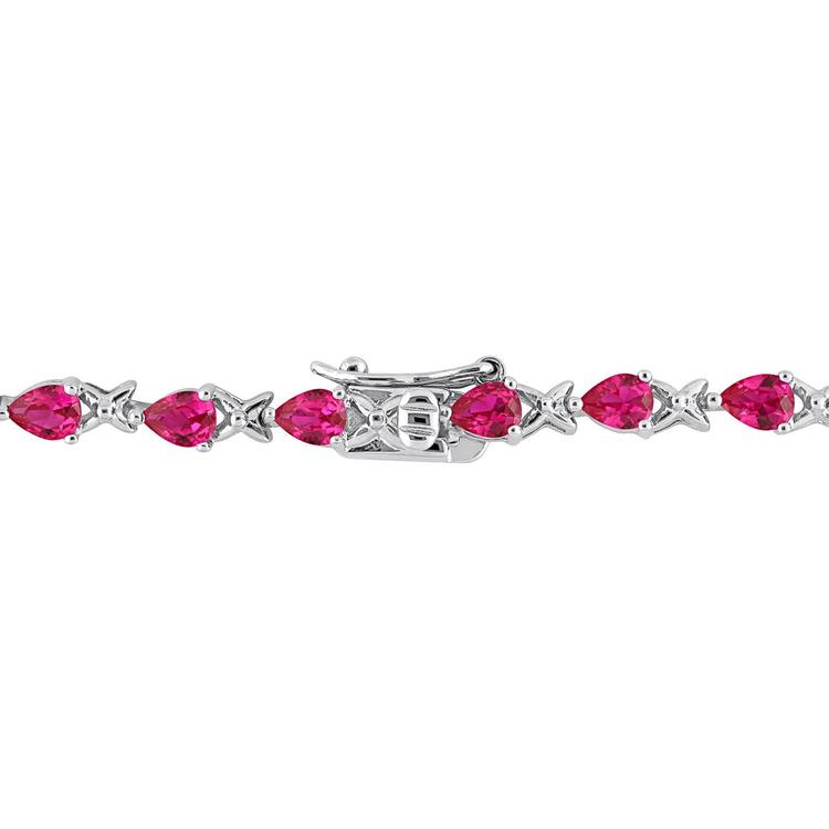 Gemstone Classics™ 5 1/3ctw. Created Ruby X-Link Silver Bracelet