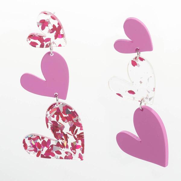 Ashley Resin Glitter Heart Dangle Earrings - image 
