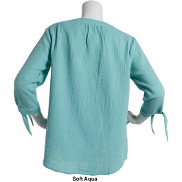 Womens Napa Valley 3/4 Sleeve Solid Gauze Button Front