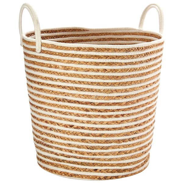 Heritage Medium White Stripe Rope Hyacinth Hamper