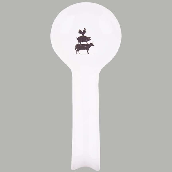 Home Essentials 11.5 in. Deboss Cow Pig Roster Spoon Rest - image 