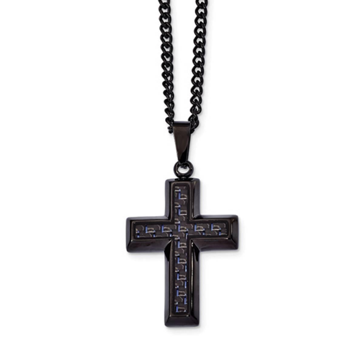 Mens Gentlemen’s Classics™ Black & Blue Cross Necklace