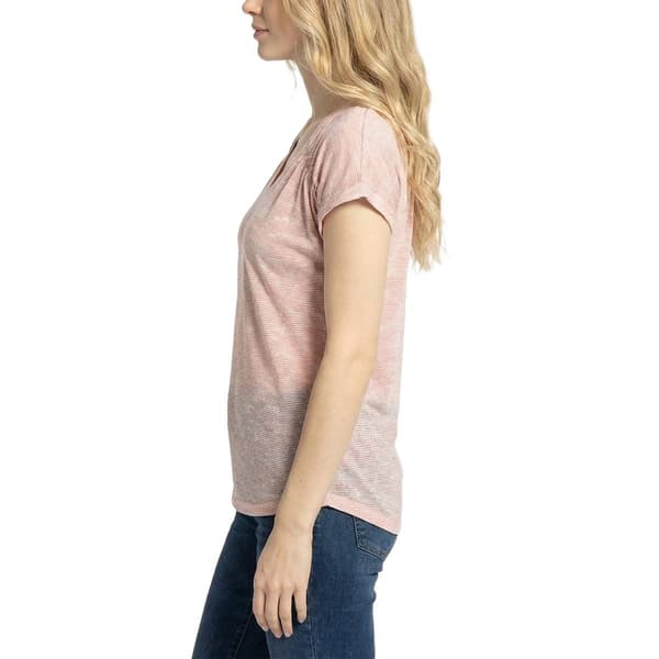 Petite NY Collection Short Ruffle Sleeve Stripe Blouse