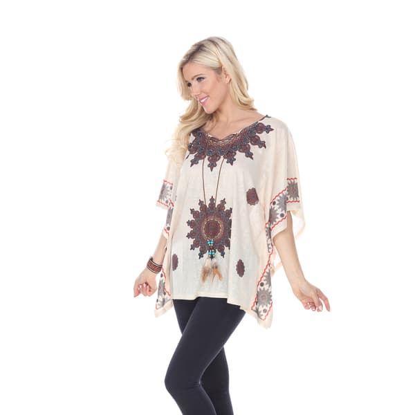 Womens White Mark Medallion Print Poncho