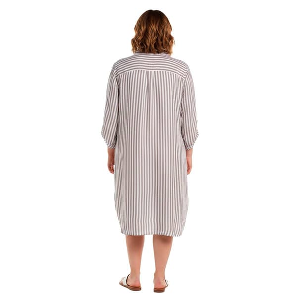 Plus Size da-sh 3/4 Roll Tab Sleeve Stripe Shift Dress