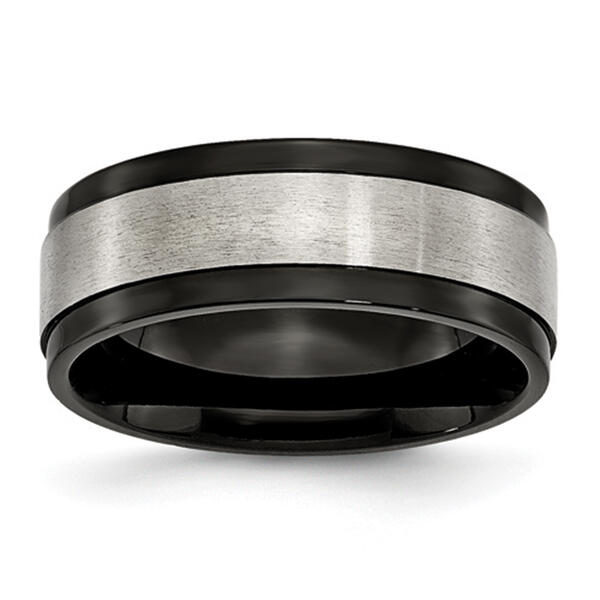 Mens Endless Affection&#40;tm&#41; Titanium 8mm Black IP-Plated Wedding Band - image 