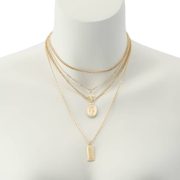 Steve Madden Cross Charm Layered Necklace