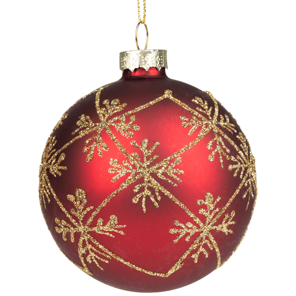 Northlight Burgundy Red Snowflake Glass Ball Christmas Ornament
