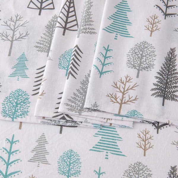 Freshfolds Premium Cotton Flannel Winter Forest 4pc. Sheet Set