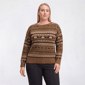 Plus Size Rio & Rian Long Sleeve Dog Fair Isle Sweater - image 1