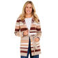 Womens BB Dakota Long Sleeve Stripe Self Belt Cardigan - image 1