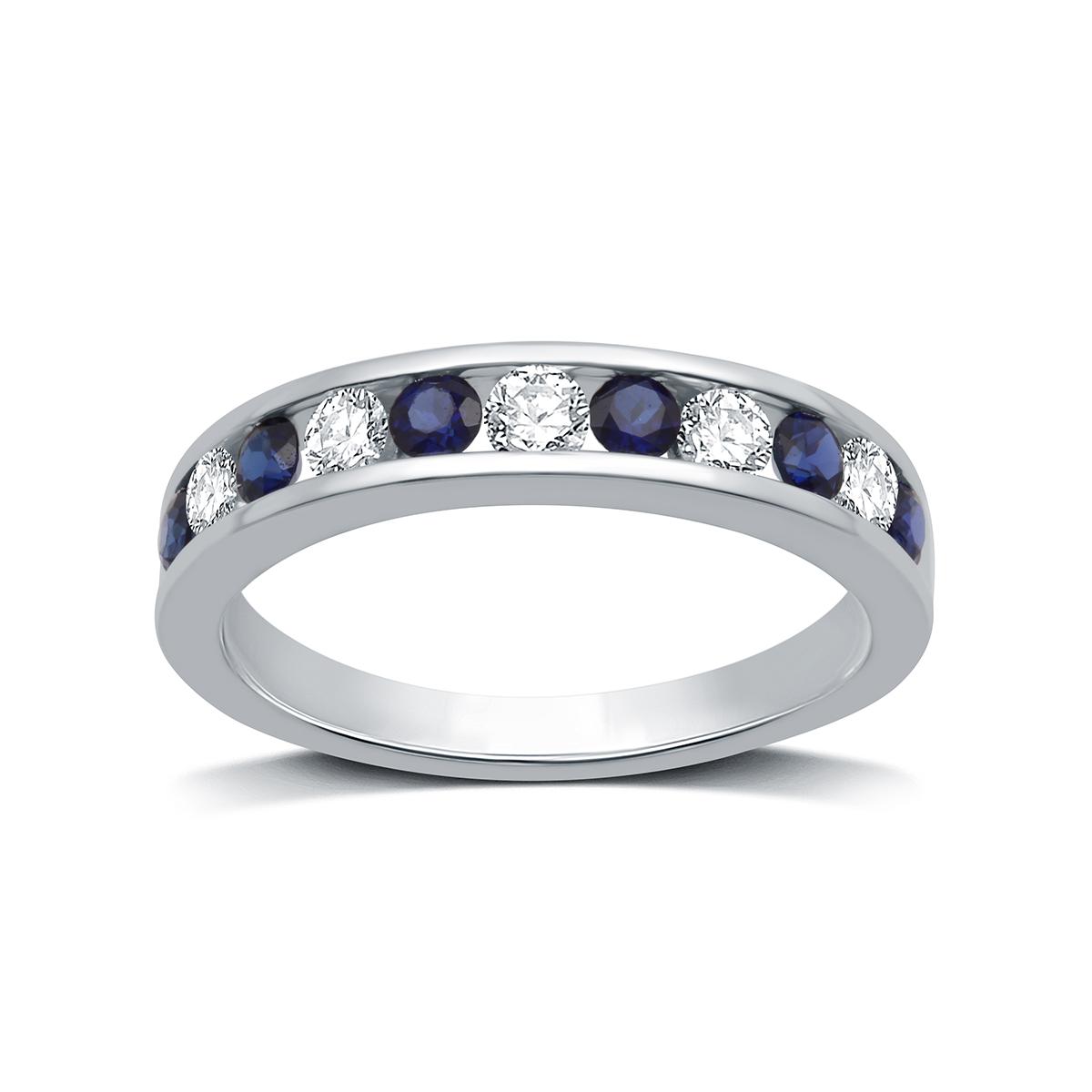 Nova Star(R) 1/5ctw. Lab Grown Diamond & Blue Sapphire Band Ring