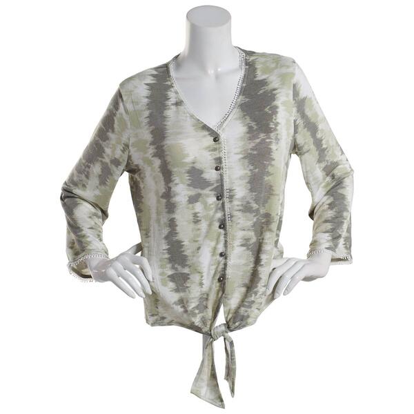 Womens Skye''s The Limit Contemporary Utility Print 3/4 Sleeve Top - image 