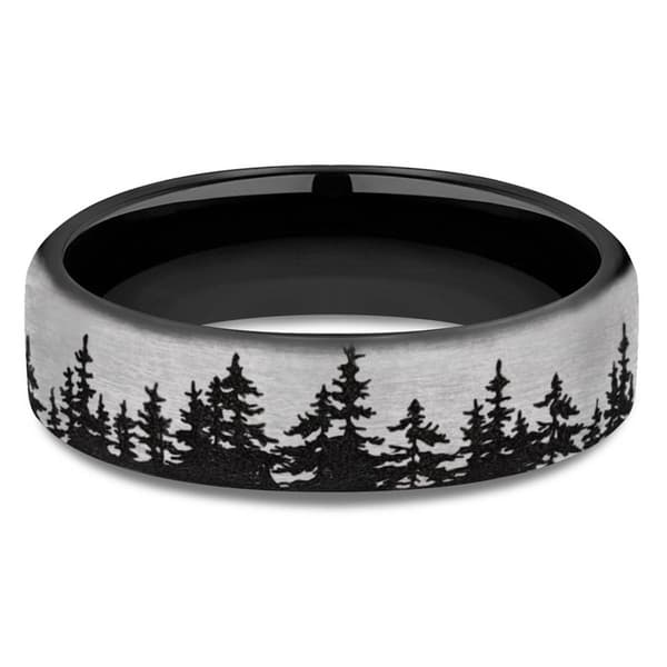 Mens Endless Affection™ 6.5mm Titanium Treeline Wedding Band