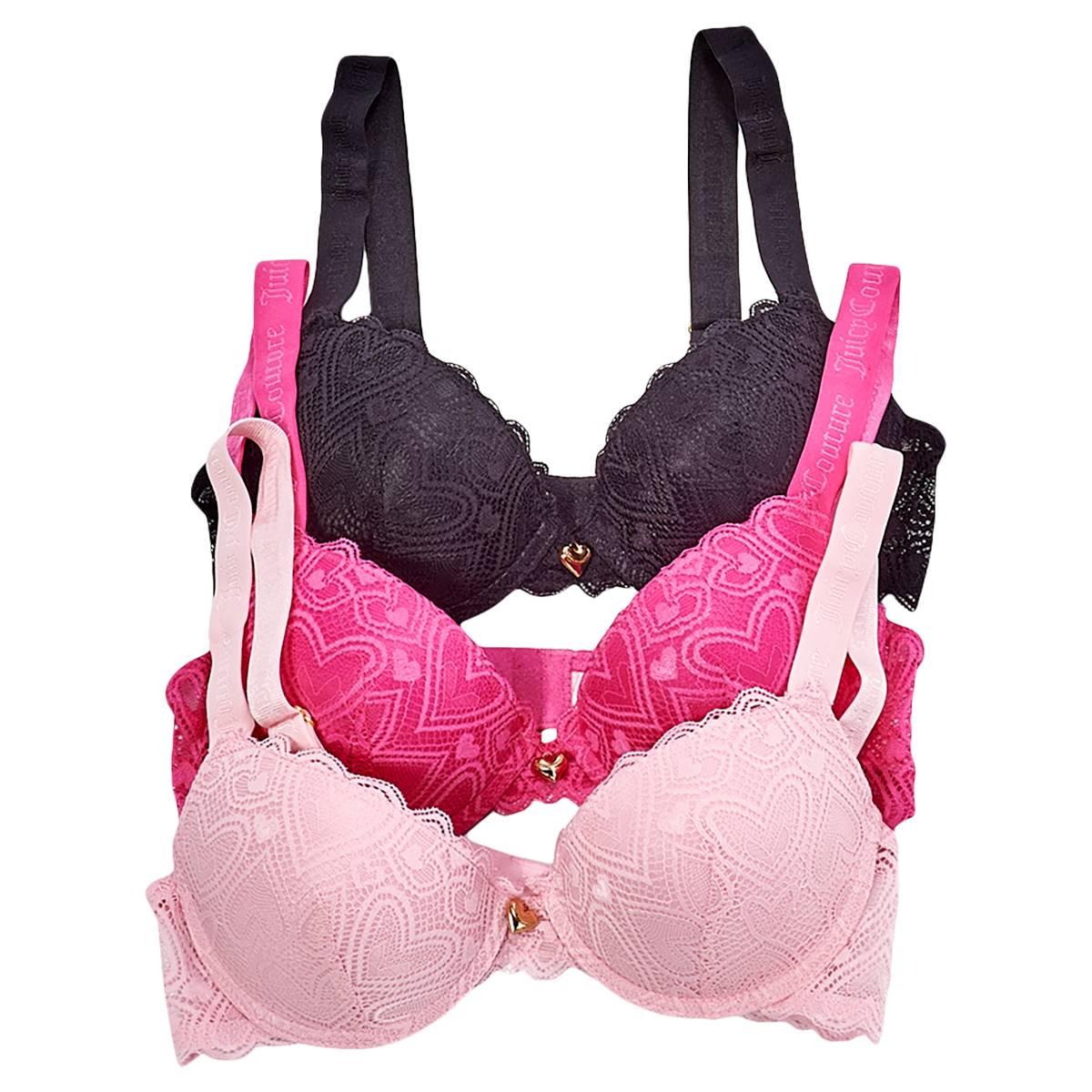 Open Video Modal for Womens Juicy Couture 3Pk Bra W/ Charm - JC5416-3PKE