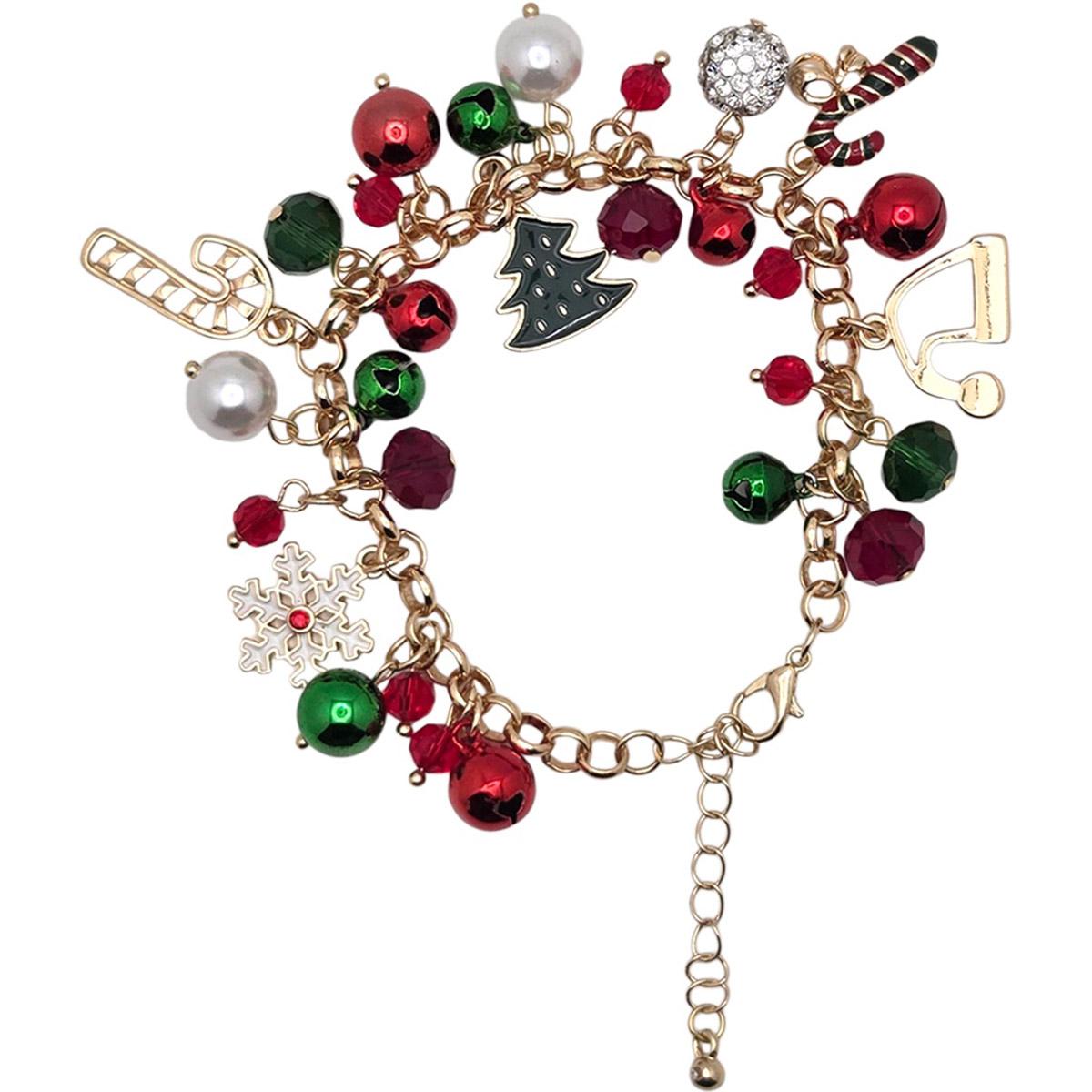 Jingle Bells Candy Cane Stretch Charm Bracelet