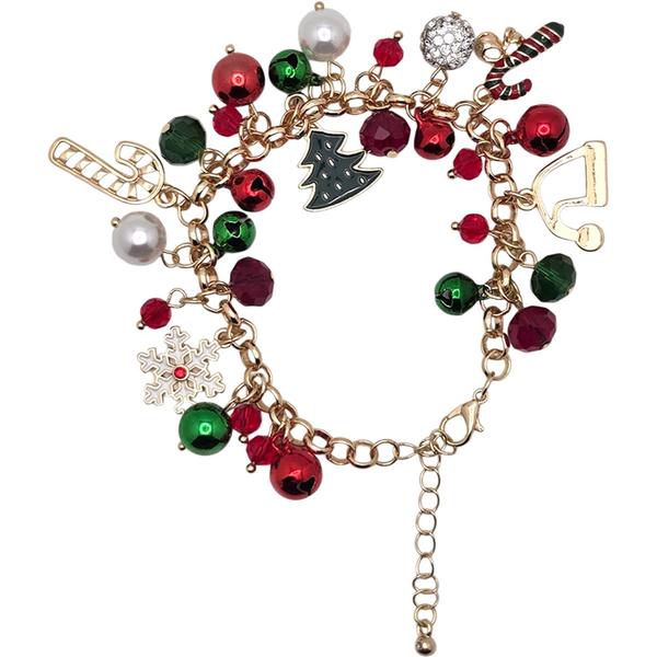 Jingle Bells Candy Cane Stretch Charm Bracelet - image 