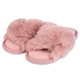 Womens Jessica Simpson High Plush Cross Slippers