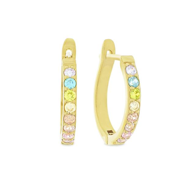 Forever New 18kt. Gold Plated Round Rainbow CZ Hoop Earrings - image 