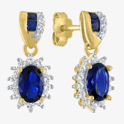Gemstone Classics(tm) Lab Created Blue & White Sapphire Earrings